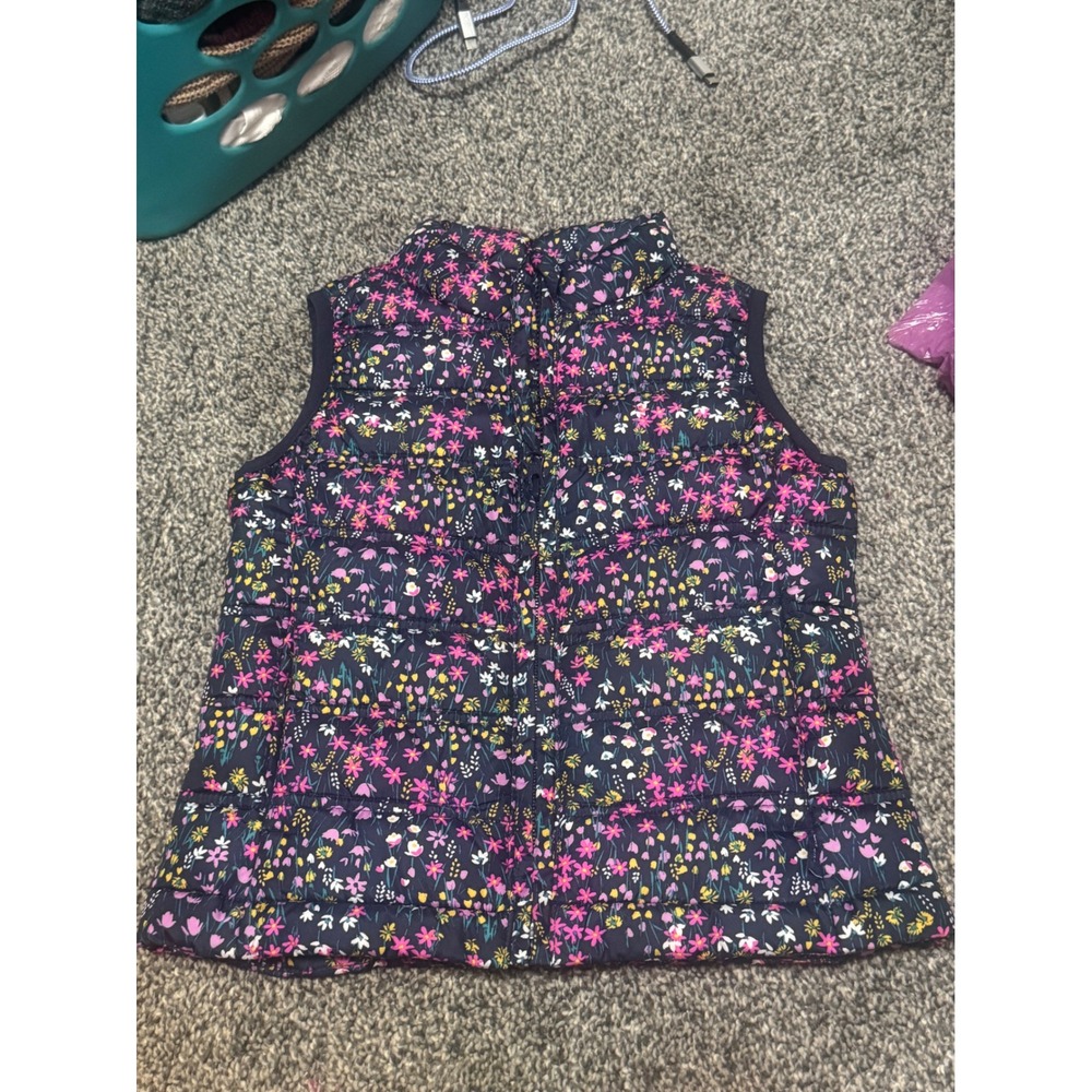 Gap Kids ColdControl Puffer Vest Navy Blue Floral Water Resistant Size XS 4-5